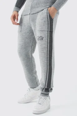 Relaxed Fit Pannel Knitted Jogger With Cuff | BoohooMAN UK