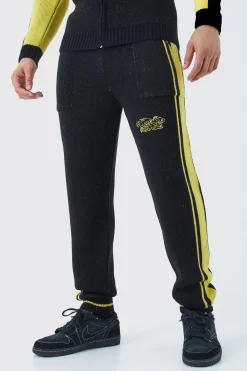 Relaxed Fit Pannel Knitted Jogger With Cuff | BoohooMAN UK