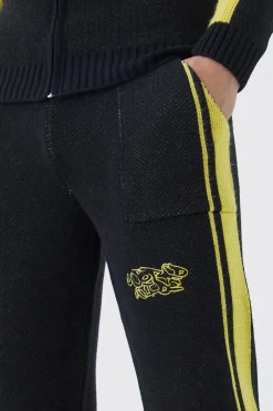 Relaxed Fit Pannel Knitted Jogger With Cuff | BoohooMAN UK