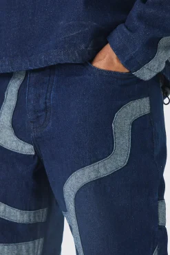 Relaxed Fit Patchwork Applique Jeans | BoohooMAN UK