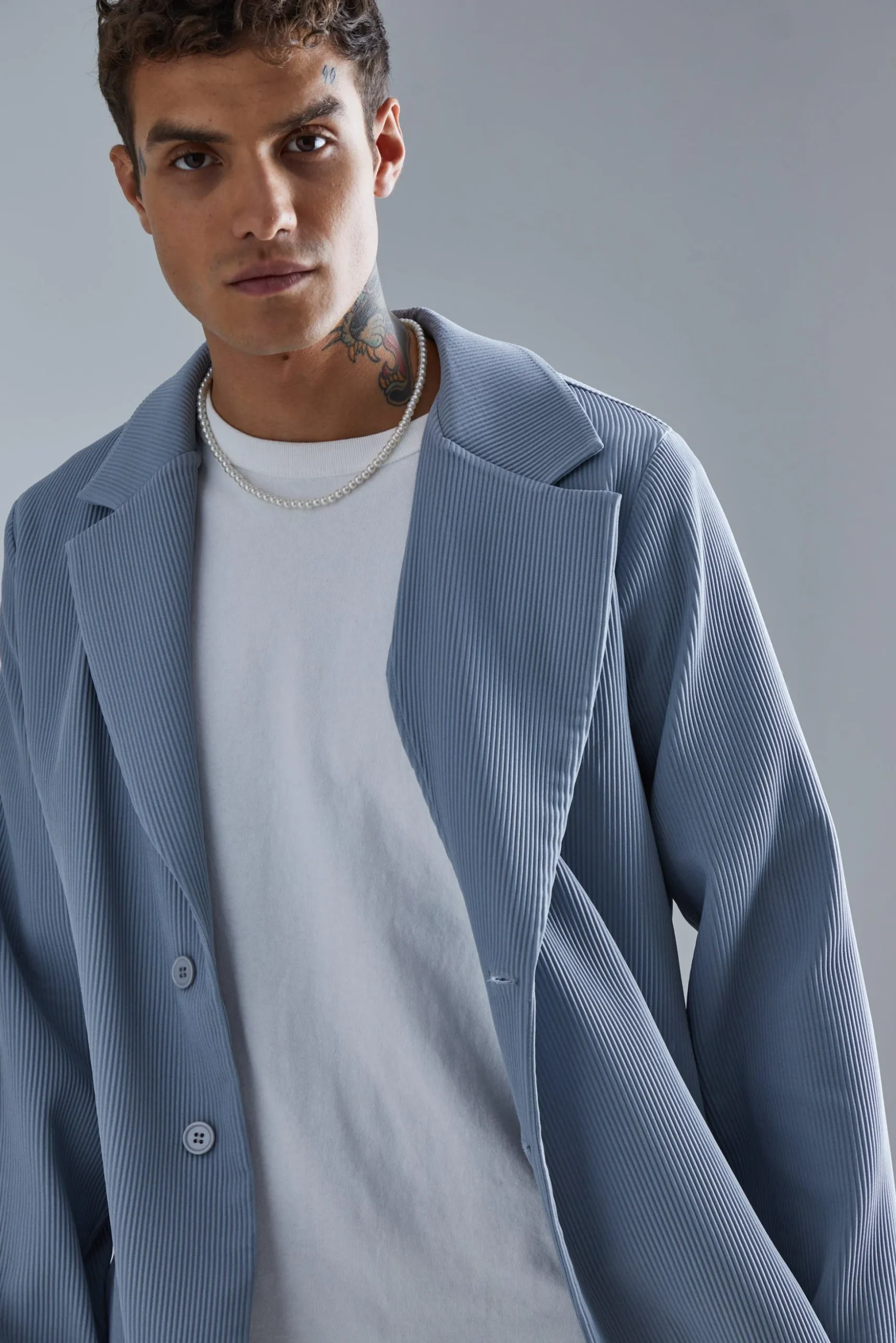 Relaxed Fit Pleated Suit Set | BoohooMAN UK