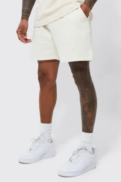 Relaxed Fit Popcorn Jacquard Short | BoohooMAN UK