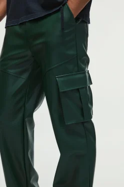 Relaxed Fit Pu Cargo Trousers | BoohooMAN UK