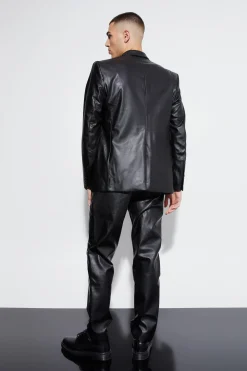 Relaxed Fit Pu Suit Jacket | BoohooMAN UK