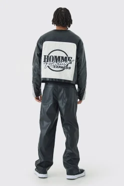 Relaxed Fit Pu Zip Hem Trousers | BoohooMAN UK