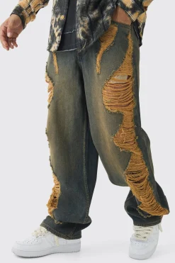 Relaxed Fit Rigid Extreme Ripped Jeans | BoohooMAN UK