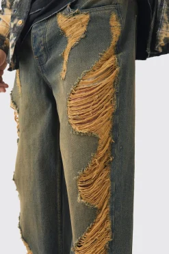 Relaxed Fit Rigid Extreme Ripped Jeans | BoohooMAN UK