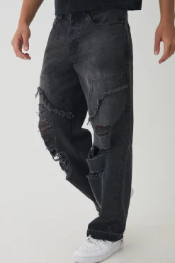 Relaxed Fit Ripped Distressed Carpenter Jeans | BoohooMAN UK