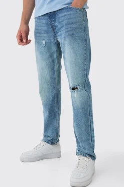 Relaxed Fit Ripped Knee Jeans | BoohooMAN UK