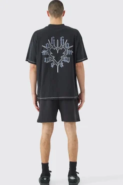 Relaxed Fit Short Length Heavyweight Short | BoohooMAN UK