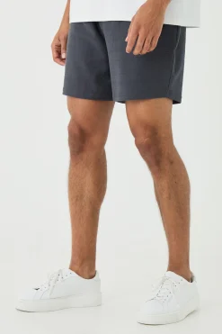 Relaxed Fit Short Length Jacquard Striped Short | BoohooMAN UK