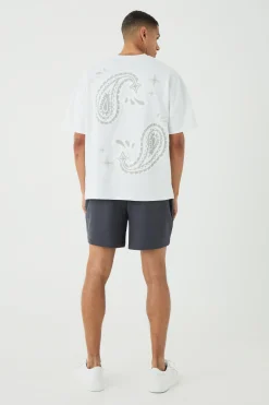 Relaxed Fit Short Length Jacquard Striped Short | BoohooMAN UK