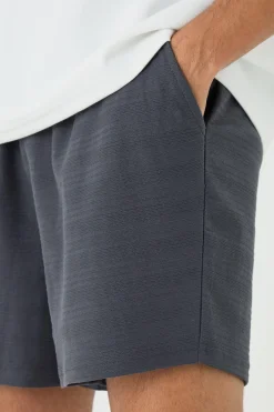Relaxed Fit Short Length Jacquard Striped Short | BoohooMAN UK