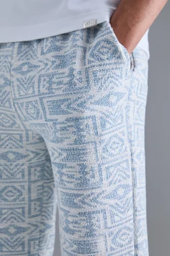 Relaxed Fit Split Hem Jacquard Joggers | BoohooMAN UK