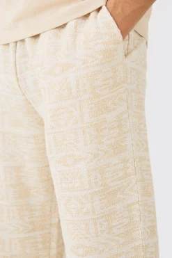 Relaxed Fit Split Hem Jacquard Joggers | BoohooMAN UK
