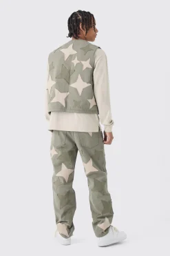 Relaxed Fit Star Patchwork Applique Jeans | BoohooMAN UK