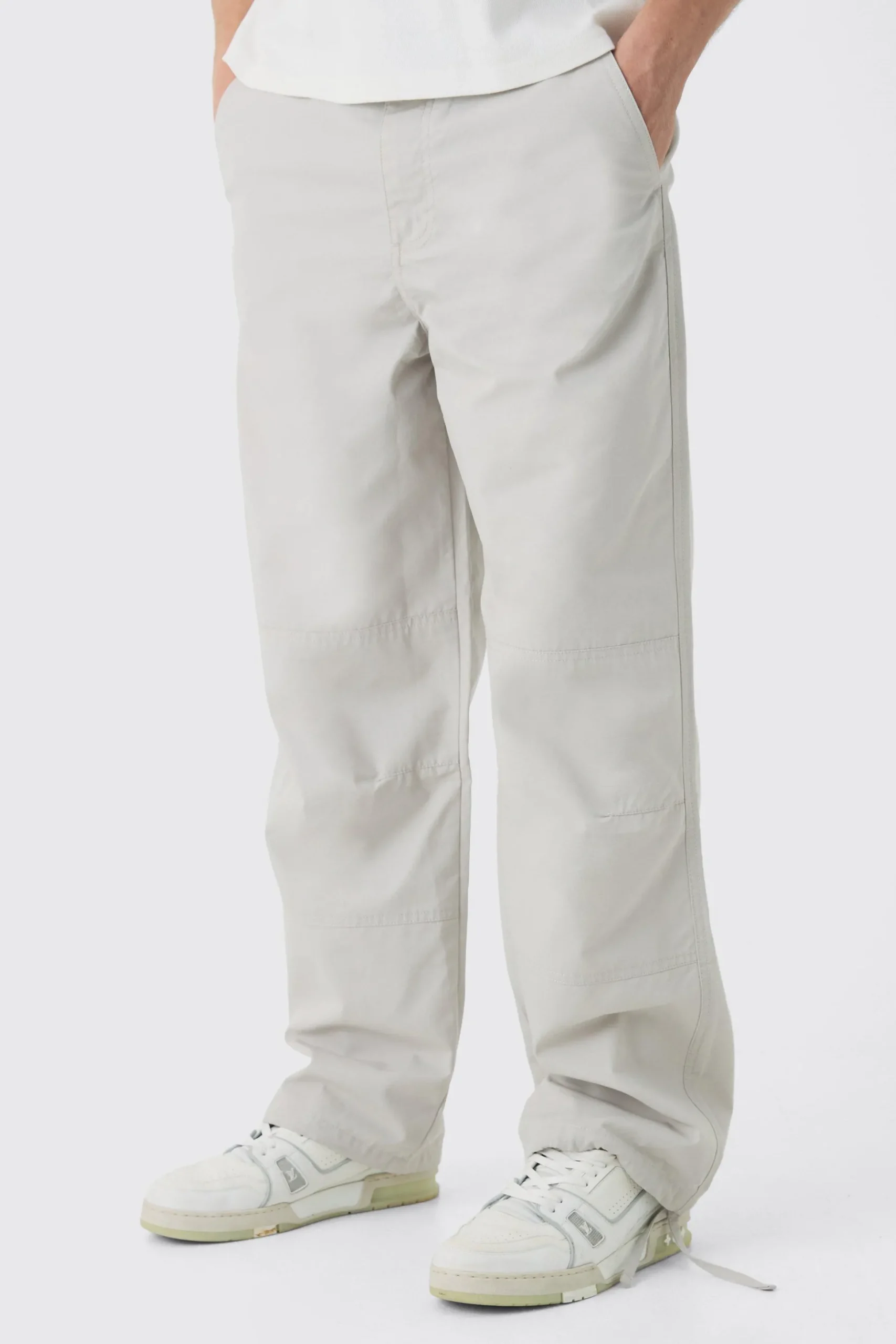 Relaxed Fit Textured Ripstop Trousers | BoohooMAN UK