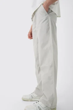 Relaxed Fit Textured Ripstop Trousers | BoohooMAN UK