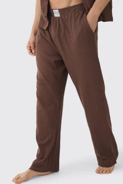 Relaxed Fit Waffle Jersey Bottoms | BoohooMAN UK
