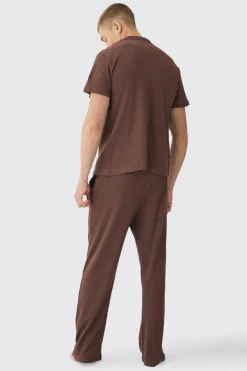 Relaxed Fit Waffle Jersey Bottoms | BoohooMAN UK