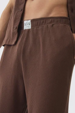 Relaxed Fit Waffle Jersey Bottoms | BoohooMAN UK