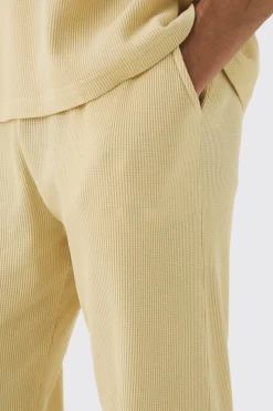 Relaxed Fit Waffle Jersey Bottoms | BoohooMAN UK