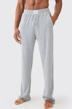 Relaxed Fit Waffle Lounge Bottoms In Grey Marl | BoohooMAN UK