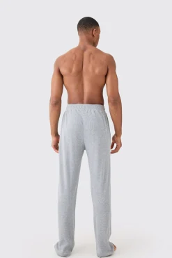 Relaxed Fit Waffle Lounge Bottoms In Grey Marl | BoohooMAN UK
