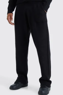 Relaxed Fit Wide Leg Knitted Joggers | BoohooMAN UK