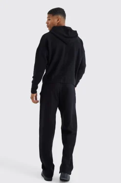 Relaxed Fit Wide Leg Knitted Joggers | BoohooMAN UK