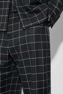 Relaxed Fit Windowpane Check Suit Trousers | BoohooMAN UK