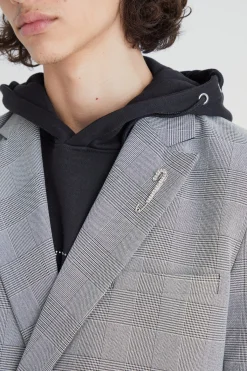 Relaxed Fit Wrap Front Pow Check Blazer | BoohooMAN UK