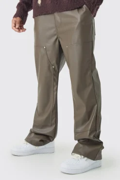 Relaxed Flare Pu Carpenter Trousers | BoohooMAN UK