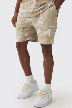Relaxed Forest Camo Printed Shorts | BoohooMAN UK
