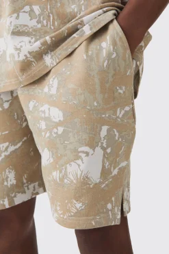 Relaxed Forest Camo Printed Shorts | BoohooMAN UK