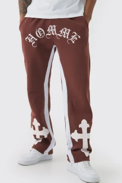Relaxed Gothic Homme Cross Gusset Jogger | BoohooMAN UK