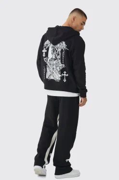 Relaxed Gothic Homme Cross Gusset Jogger | BoohooMAN UK