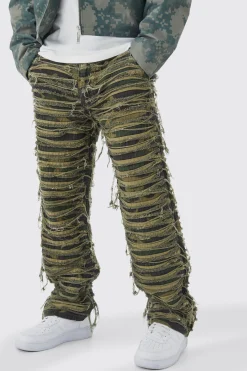 Relaxed Heavily Distressed Camo Trouser | BoohooMAN UK