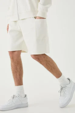 Relaxed Heavyweight Ribbed Patch Pocket Short | BoohooMAN UK