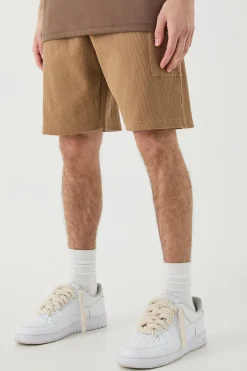 Relaxed Heavyweight Ribbed Patch Pocket Short | BoohooMAN UK