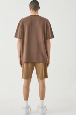 Relaxed Heavyweight Ribbed Patch Pocket Short | BoohooMAN UK