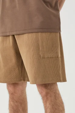 Relaxed Heavyweight Ribbed Patch Pocket Short | BoohooMAN UK
