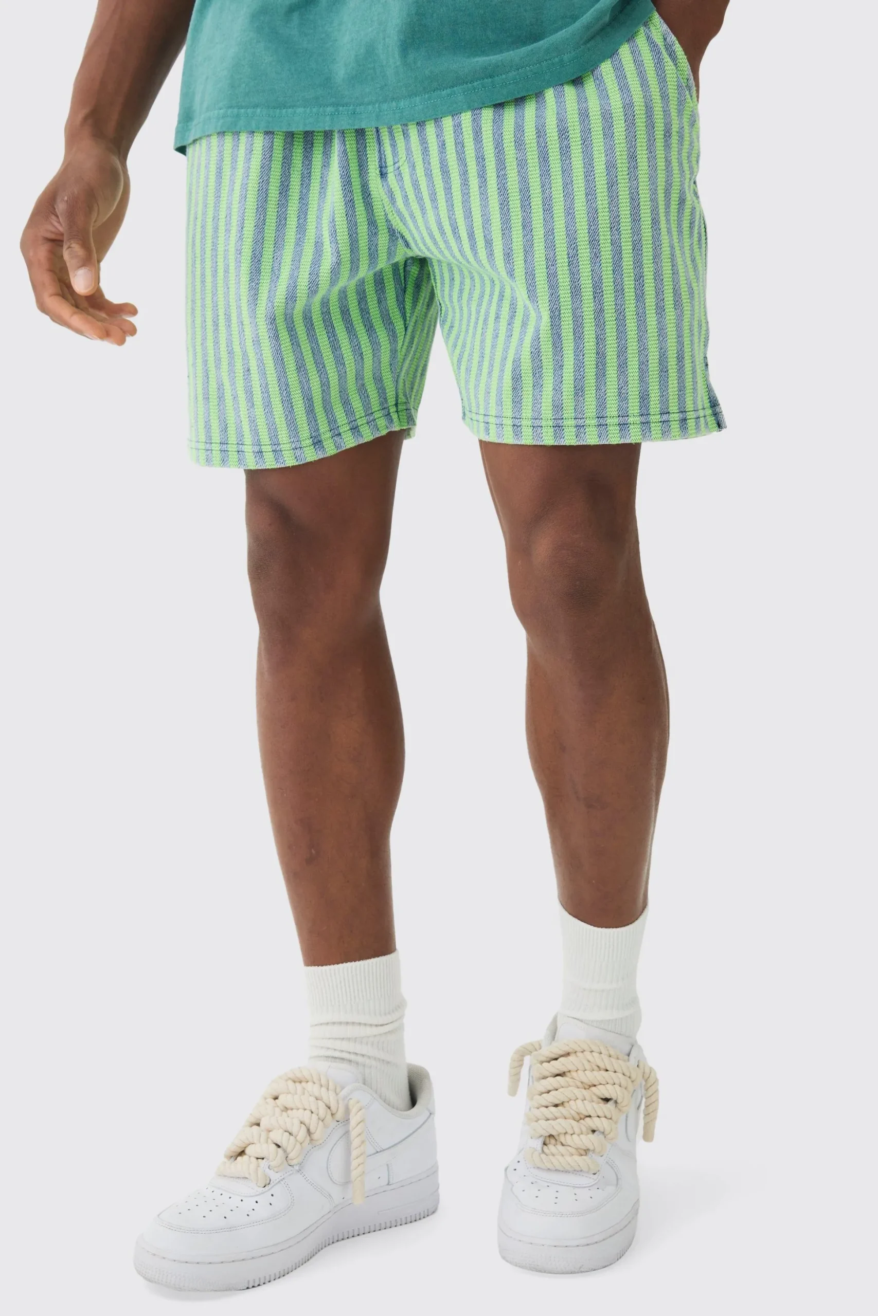 Relaxed Indigo Dyed Striped Short | BoohooMAN UK