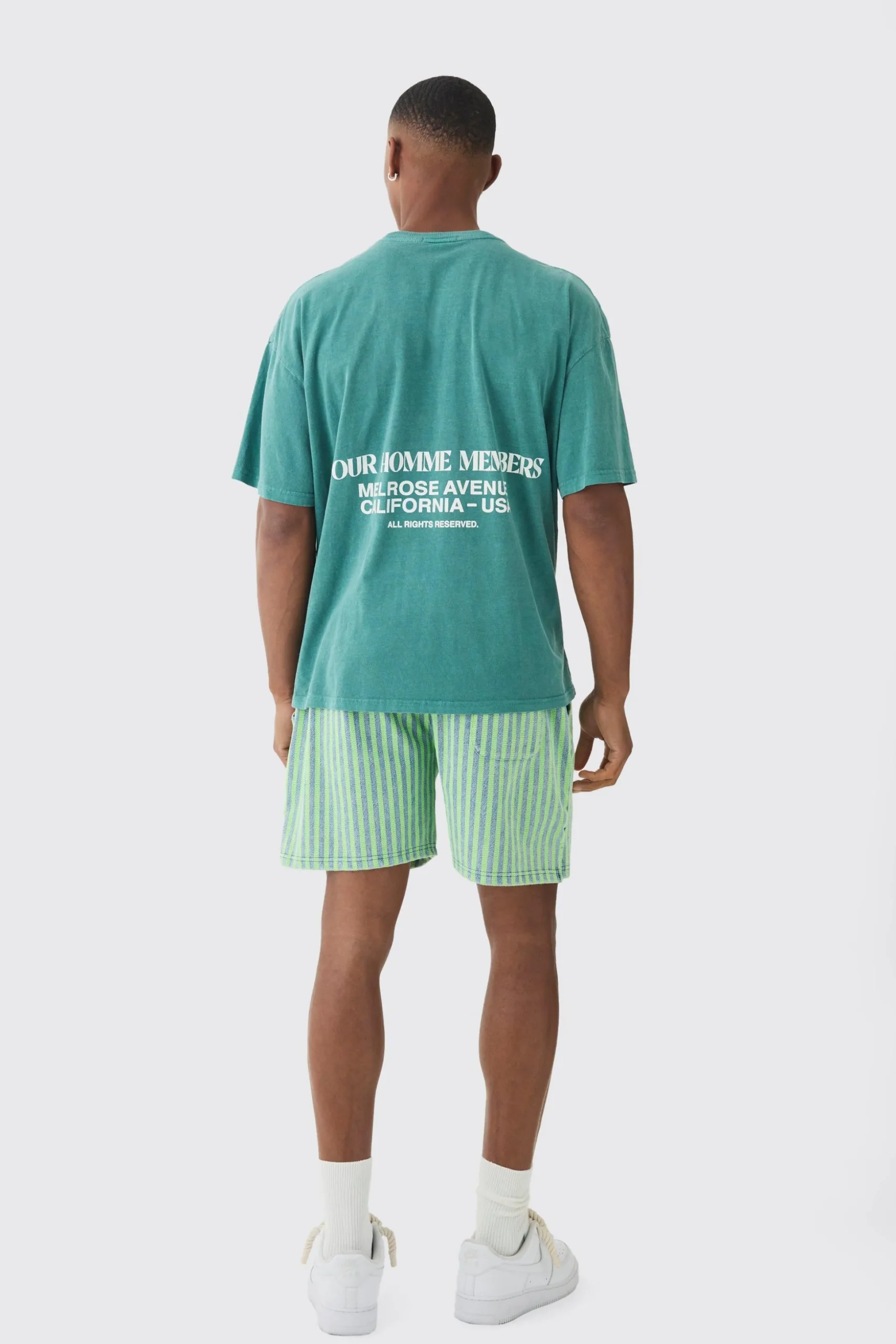 Relaxed Indigo Dyed Striped Short | BoohooMAN UK