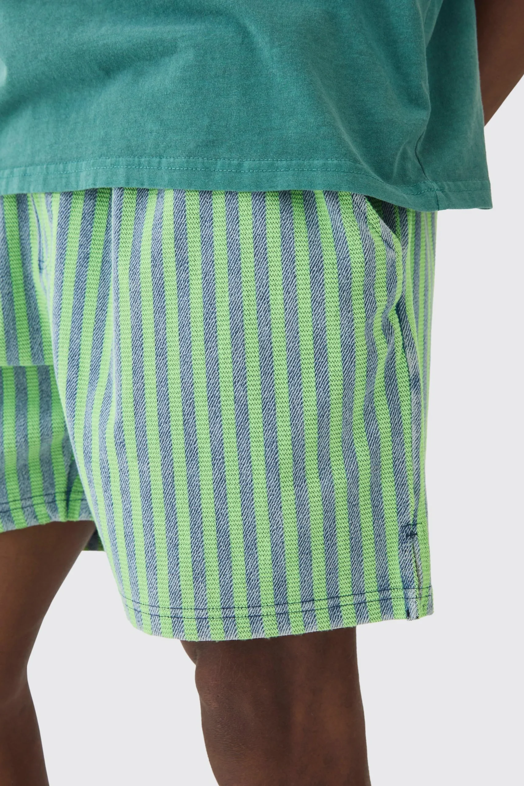 Relaxed Indigo Dyed Striped Short | BoohooMAN UK