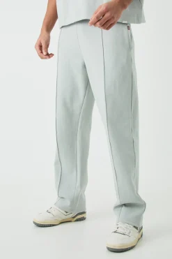 Relaxed Interlock Pintiuck Jogger | BoohooMAN UK