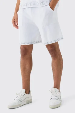 Relaxed Knitted Shorts In White | BoohooMAN UK