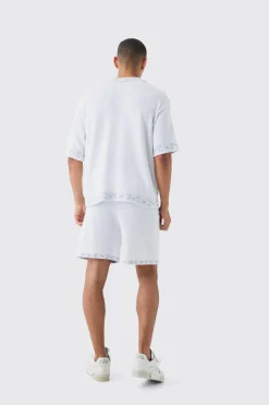 Relaxed Knitted Shorts In White | BoohooMAN UK