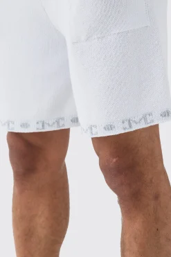 Relaxed Knitted Shorts In White | BoohooMAN UK