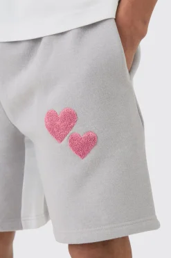 Relaxed Limited Edition Heart Applique Short | BoohooMAN UK